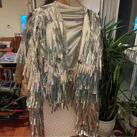 Bottle Blonde Studio Disco Dreams holographic fringe jacket - Picture 4 of 9